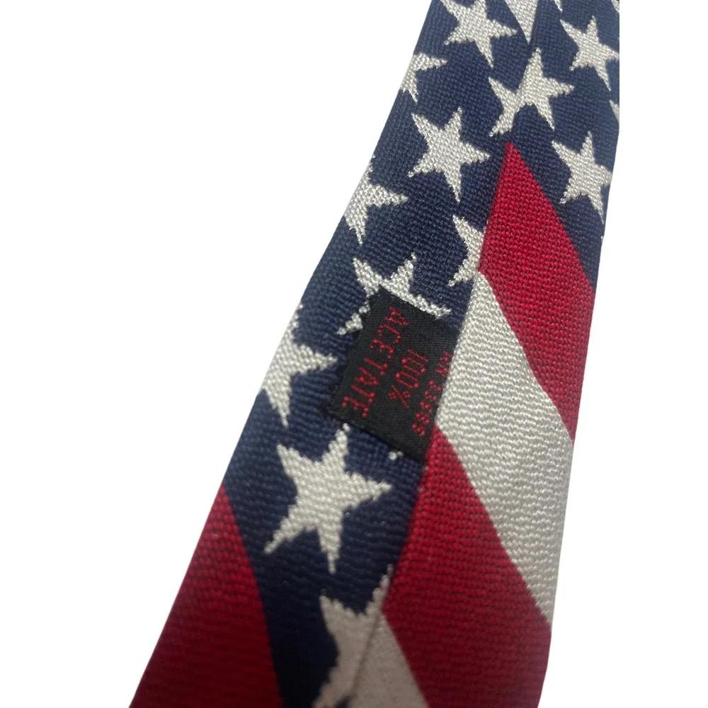 Vintage 90s Buccaneer American Flag Woven Traditional Wide Tie Men's OS